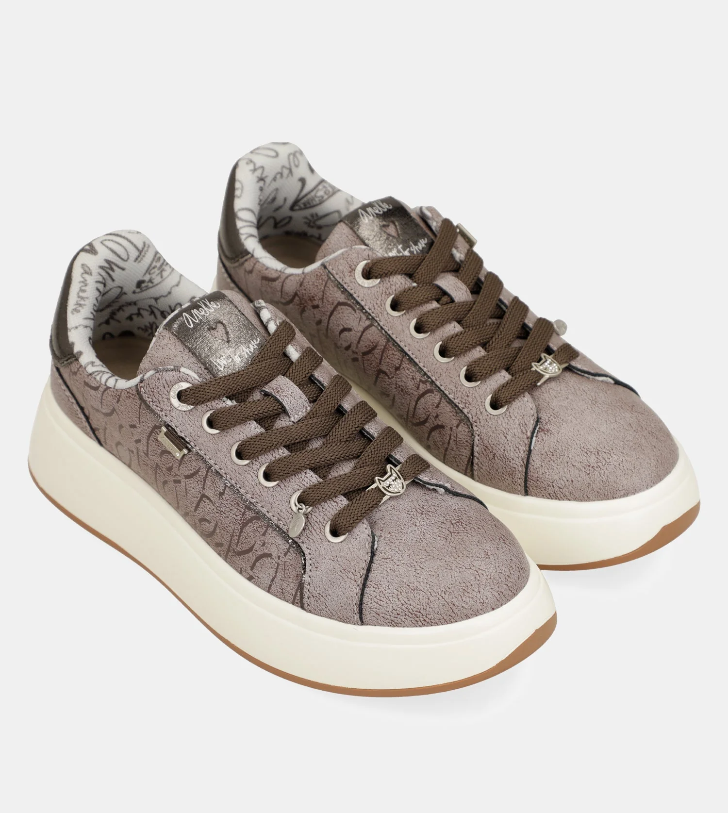 Baskets style casual, écru - Image 3