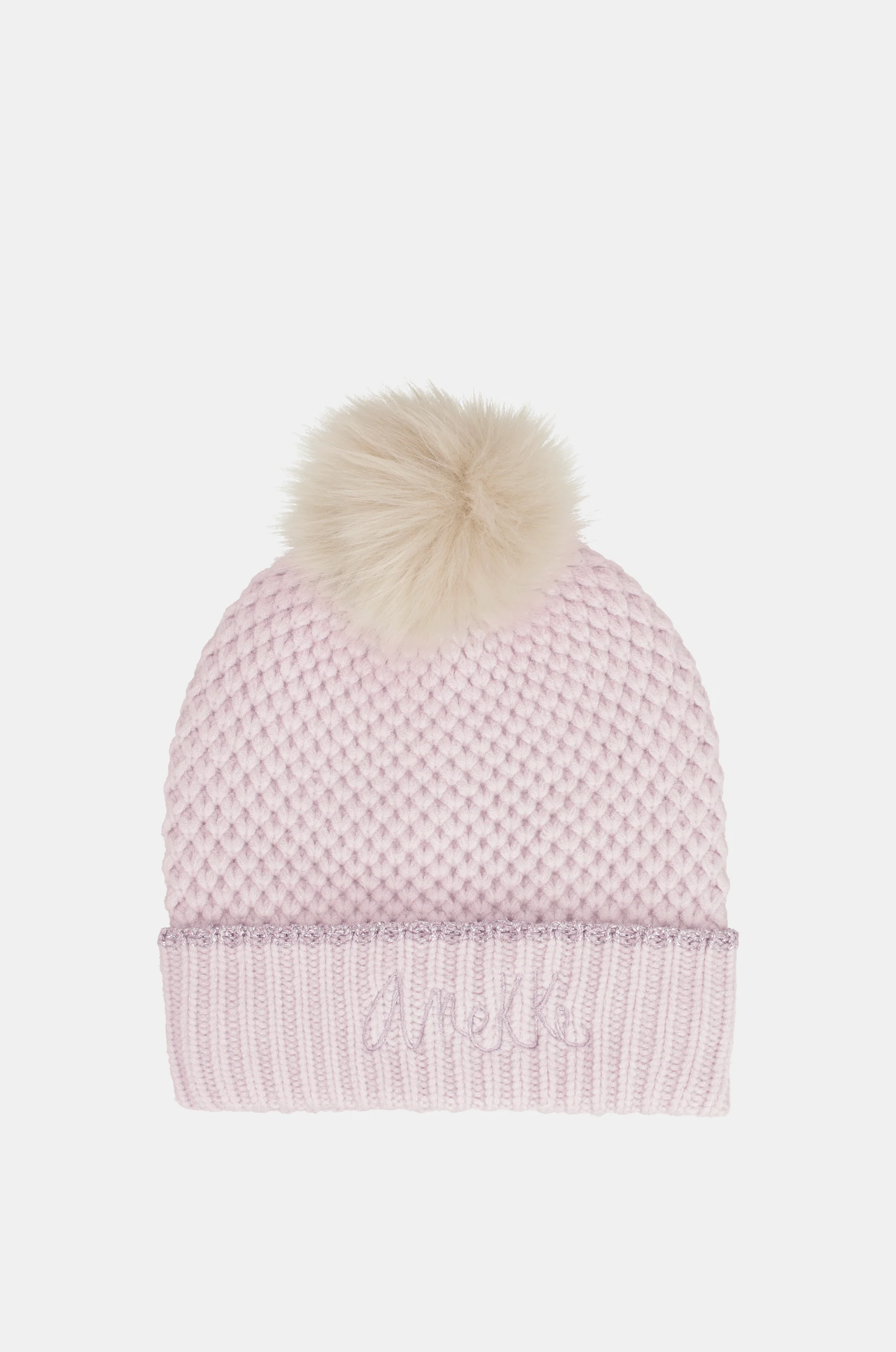 Bonnet en maille avec pompon, rose