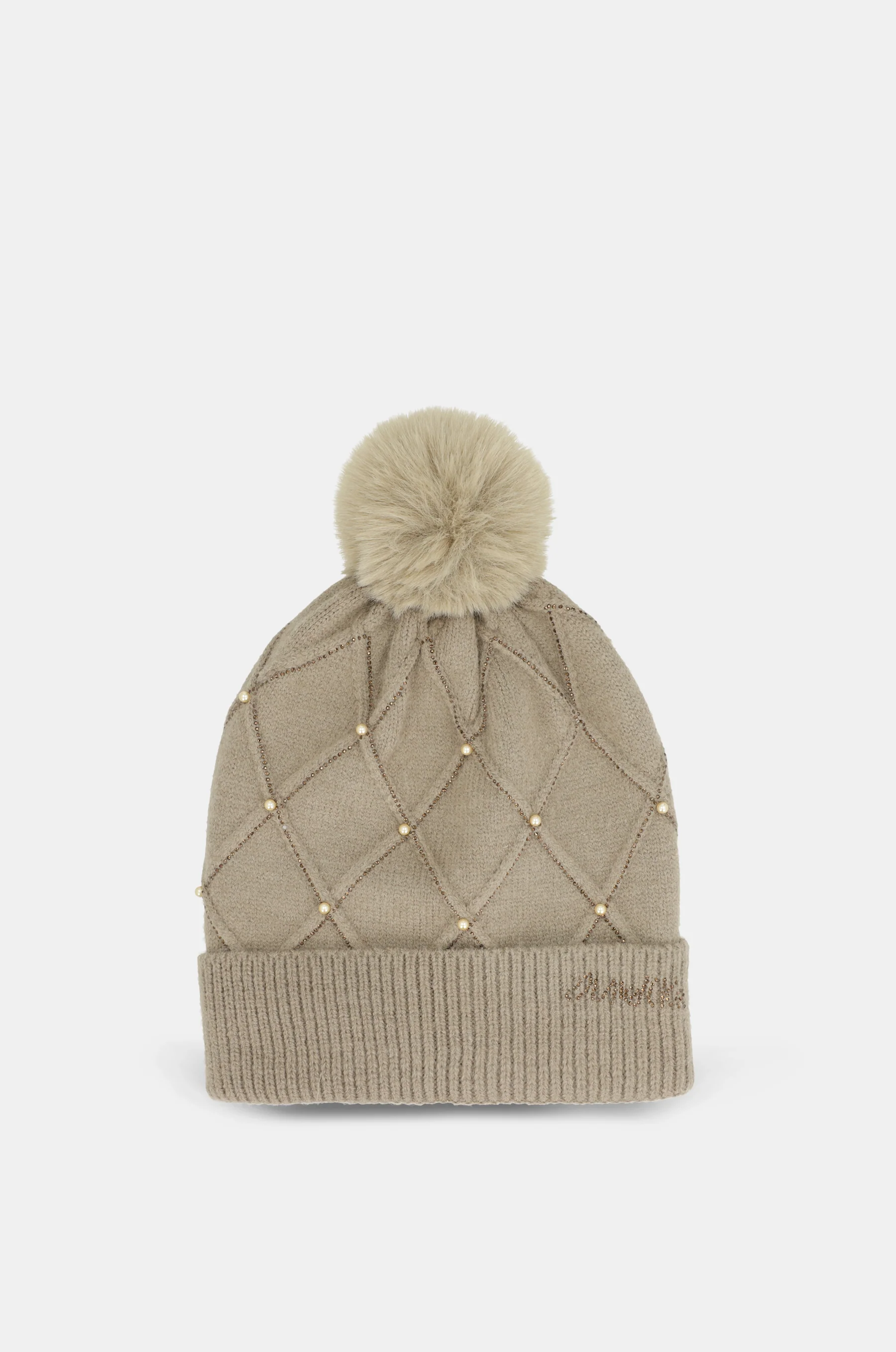 Bonnet en maille beige avec applications - Image 2