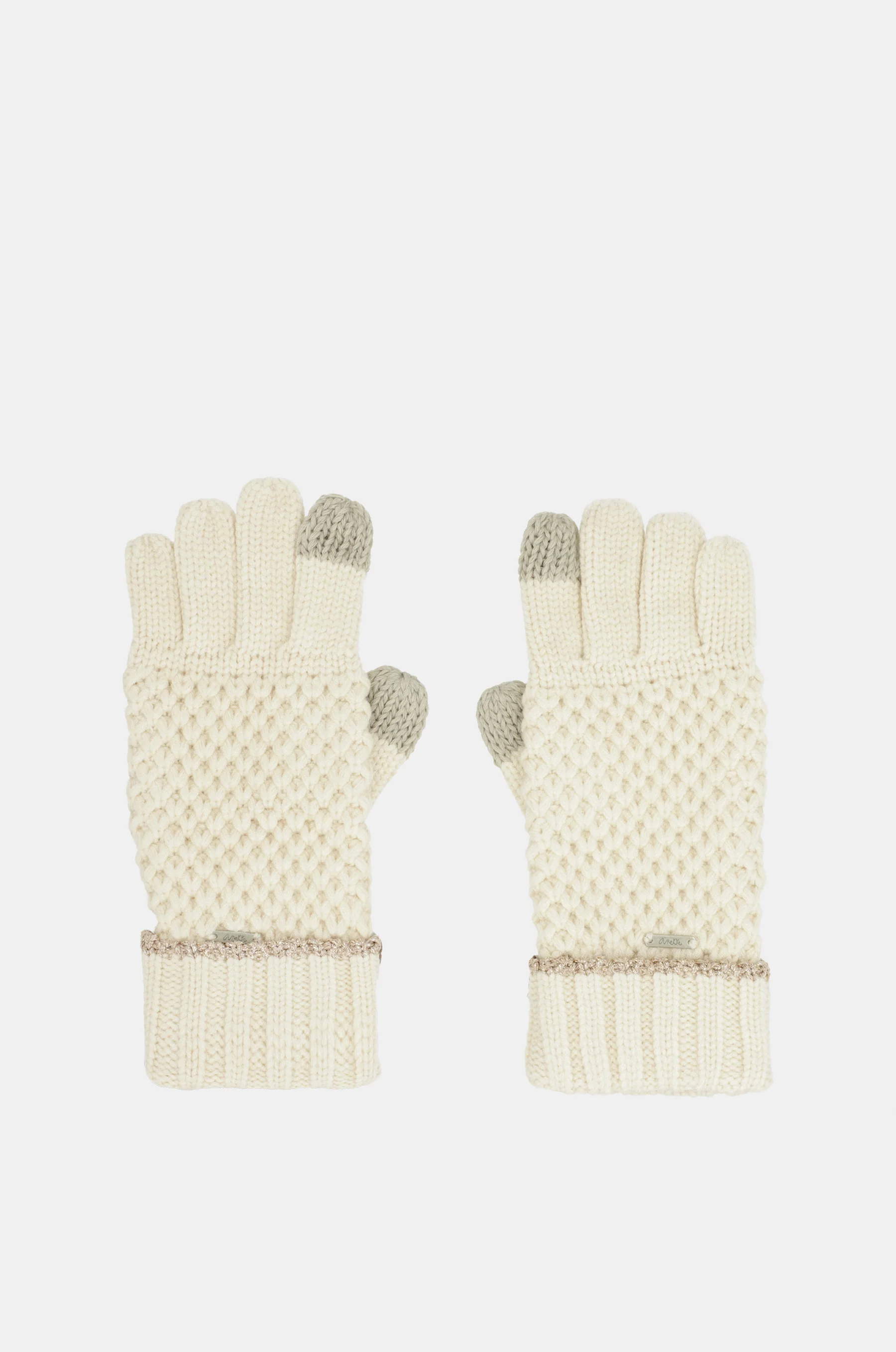 Gants en maille beige