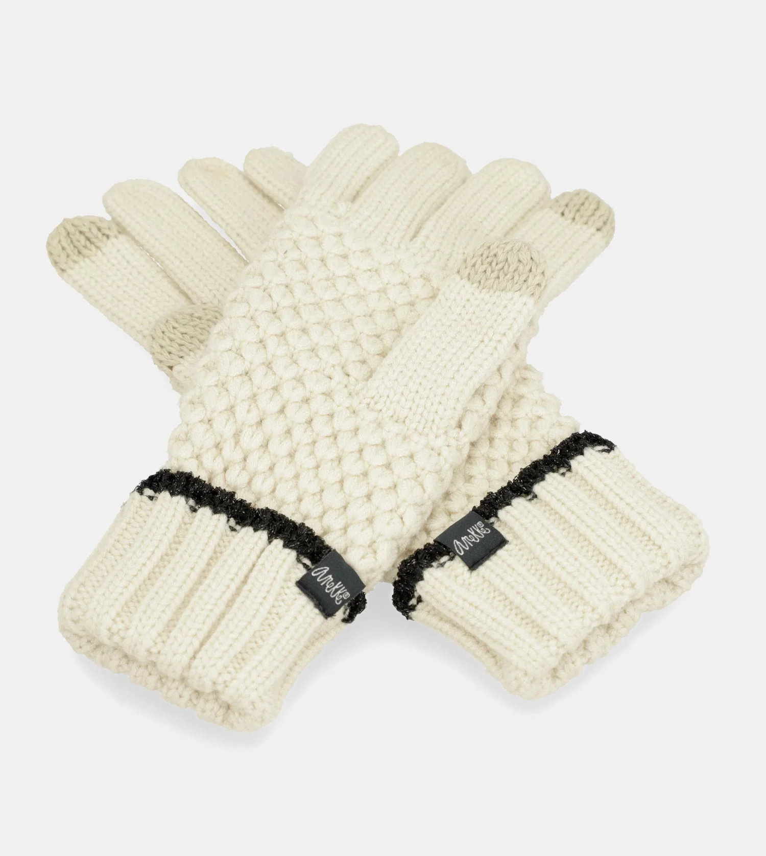 Gants en maille, beige - Image 2