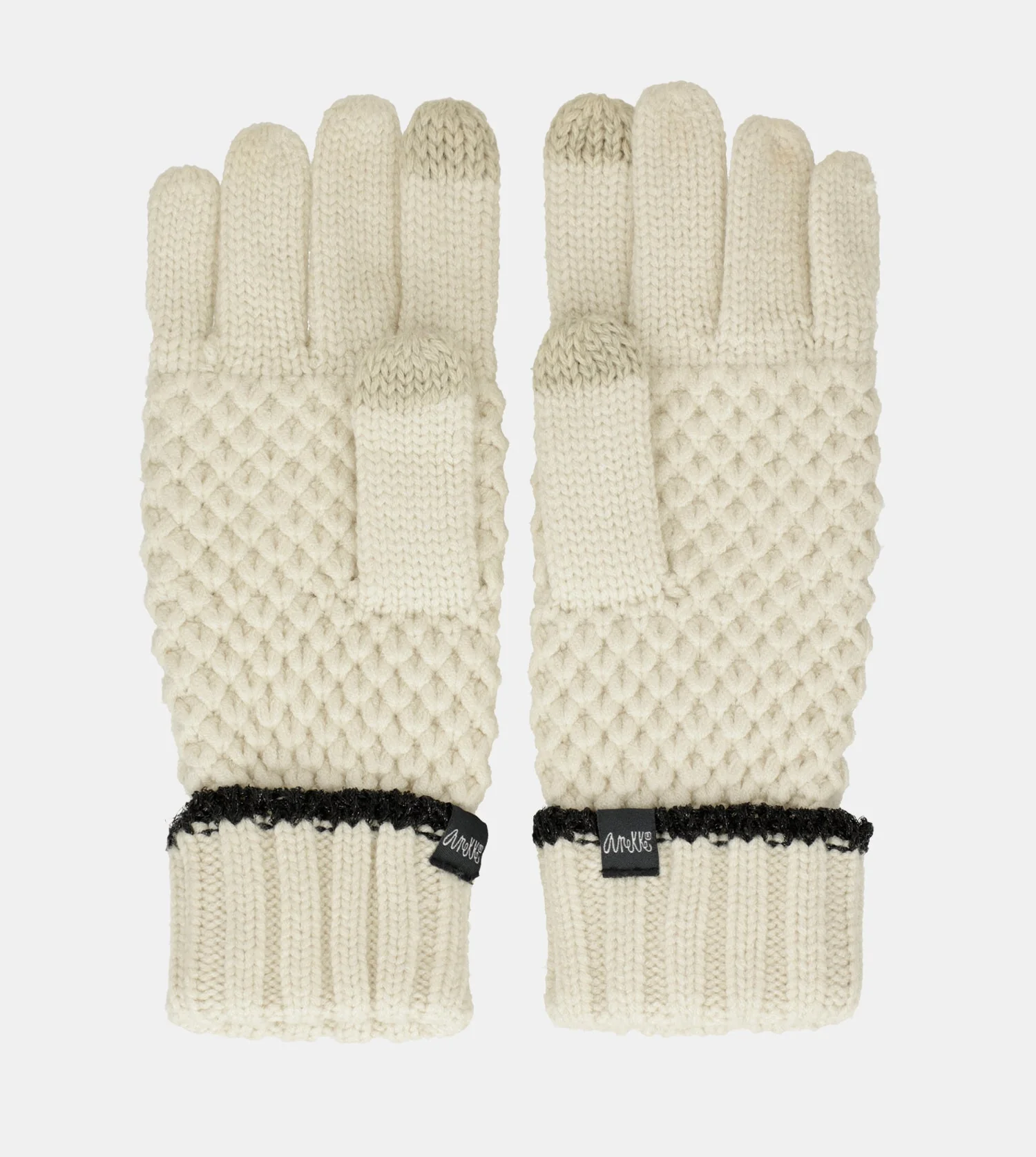 Gants en maille, beige - Image 3
