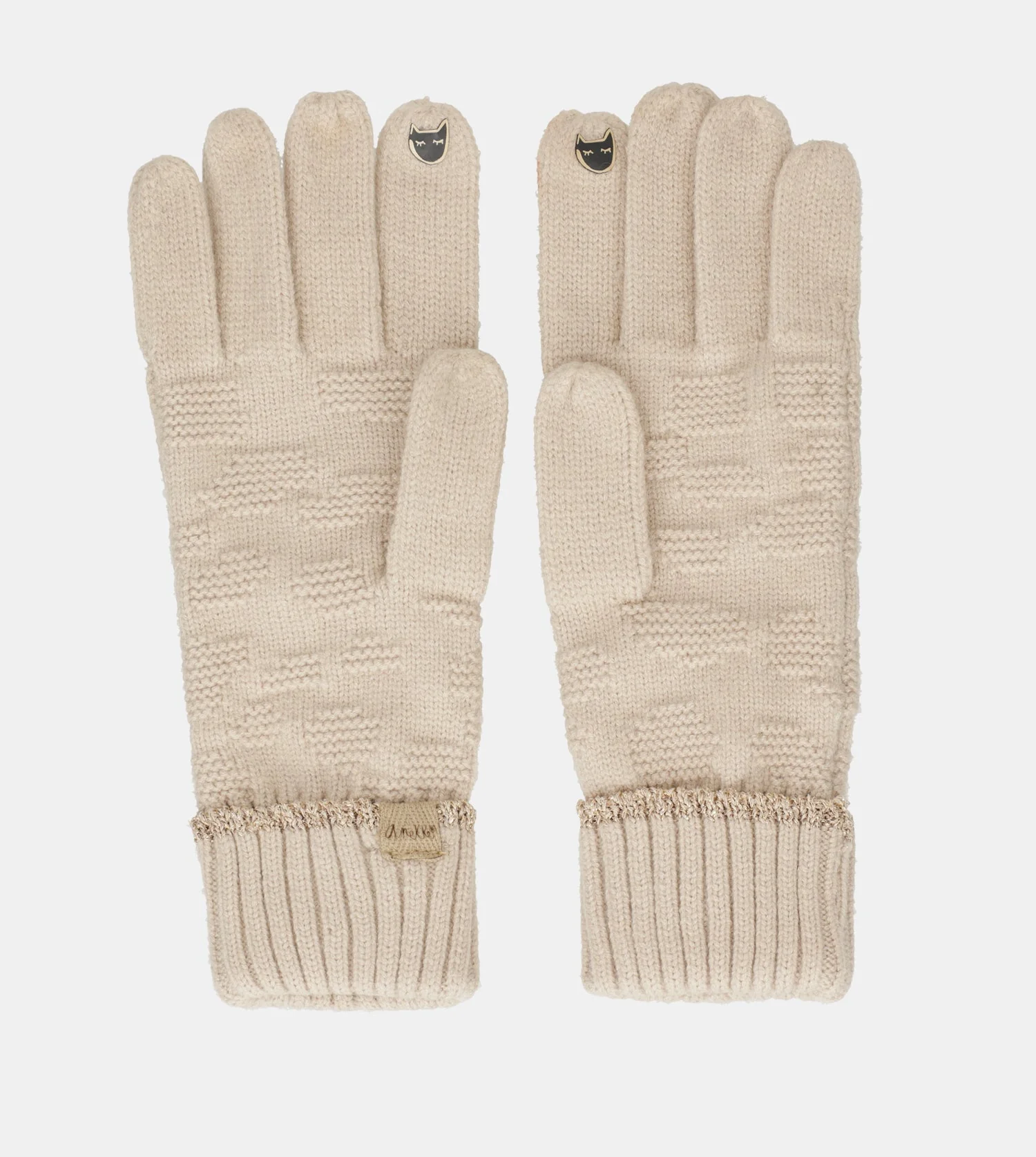 Gants tricotés beige - Image 2