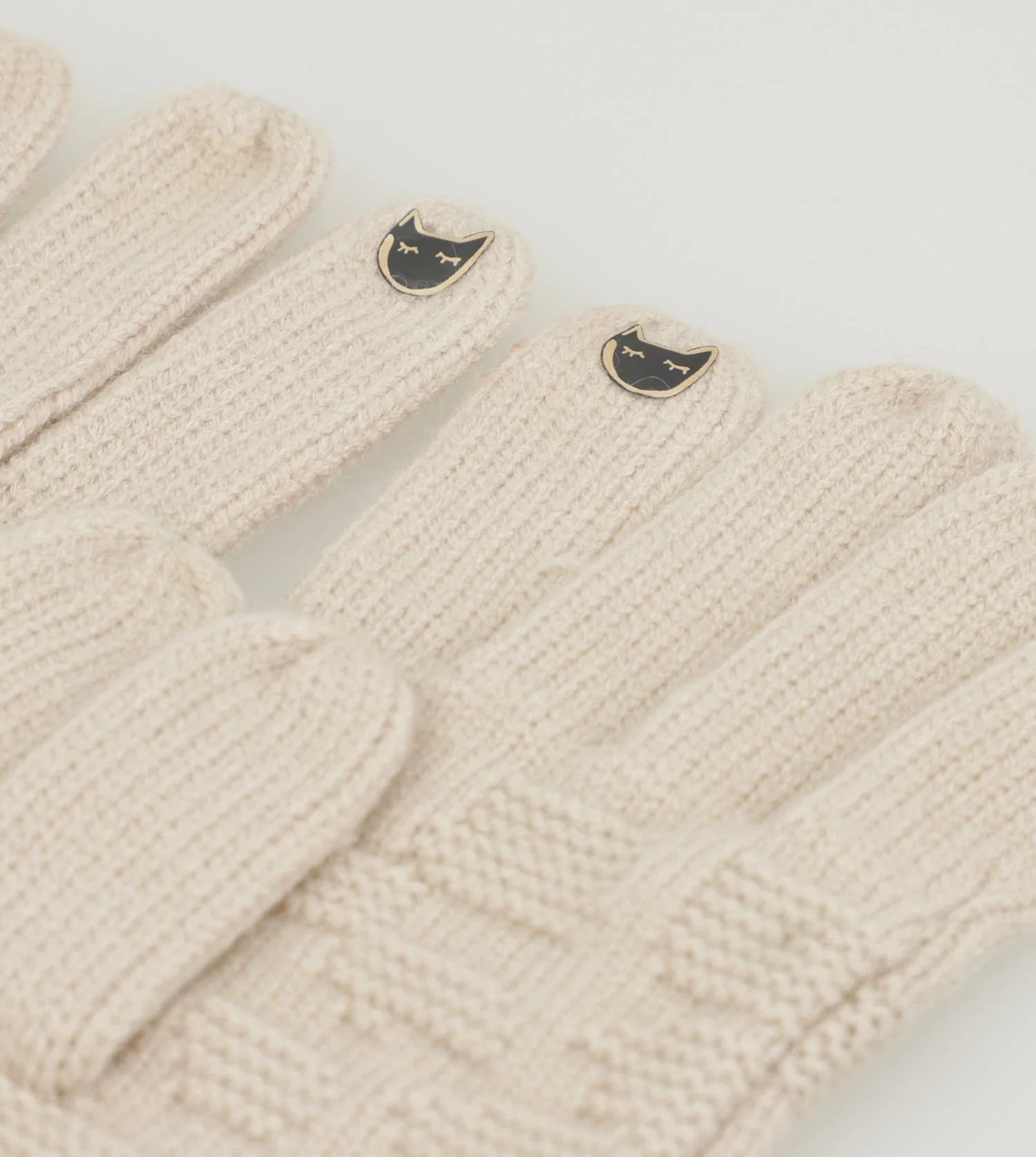 Gants tricotés beige - Image 5