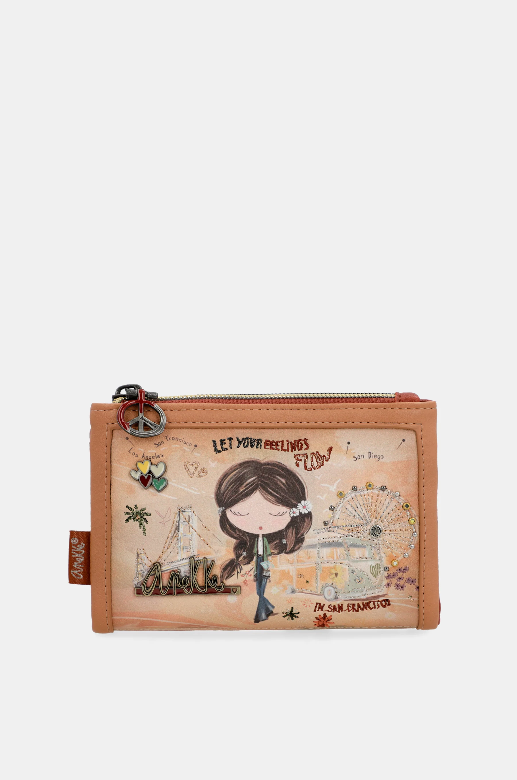Portefeuille RFID petit format camel Peace & Love