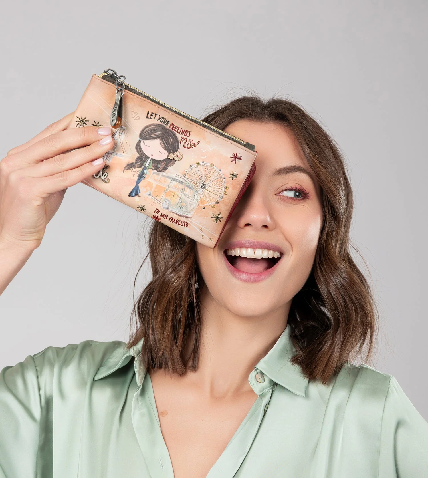 Portefeuille RFID souple camel Peace & Love - Image 2