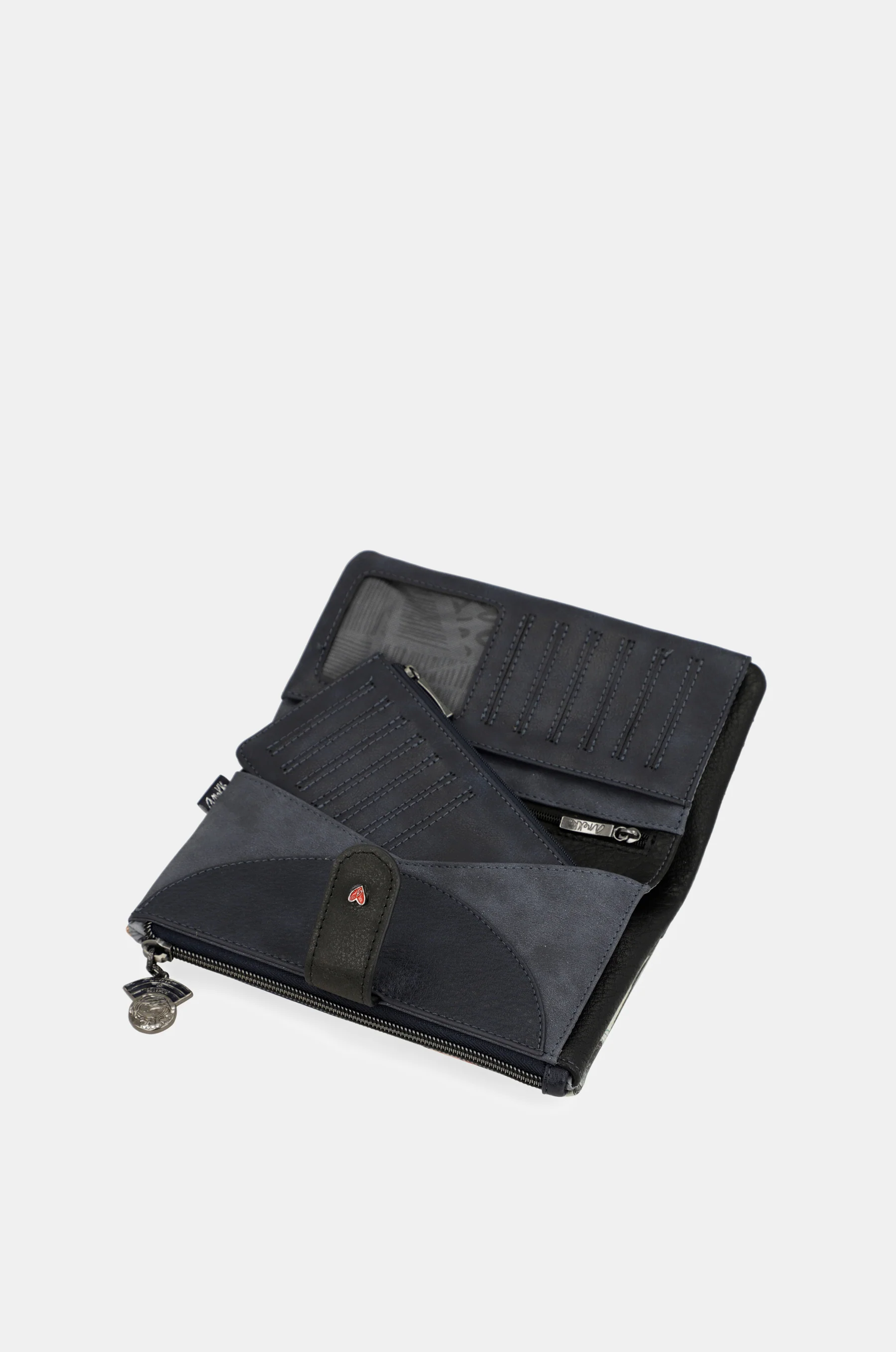 Portefeuille RFID souple grand format bleu marine Studio - Image 8