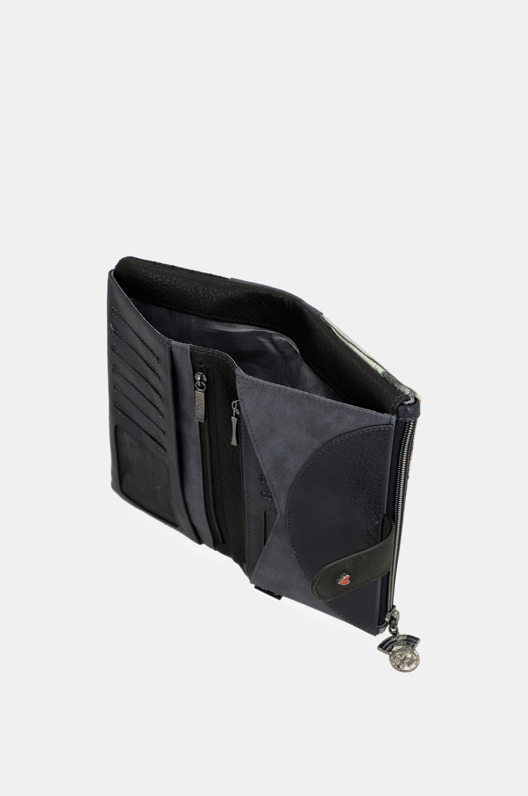 Portefeuille RFID souple grand format bleu marine Studio - Image 9