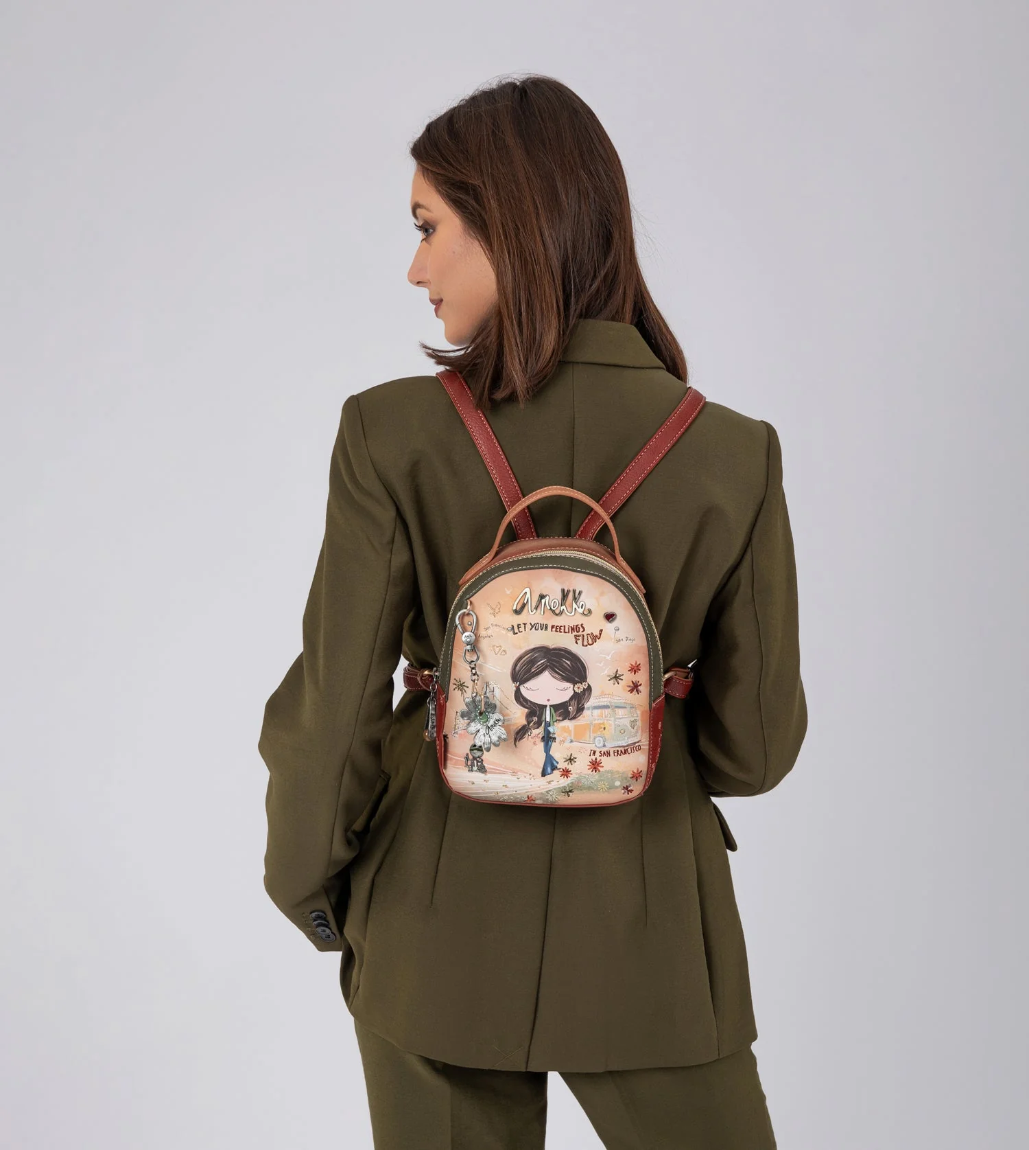 Sac à dos petit format camel Peace & Love - Image 2