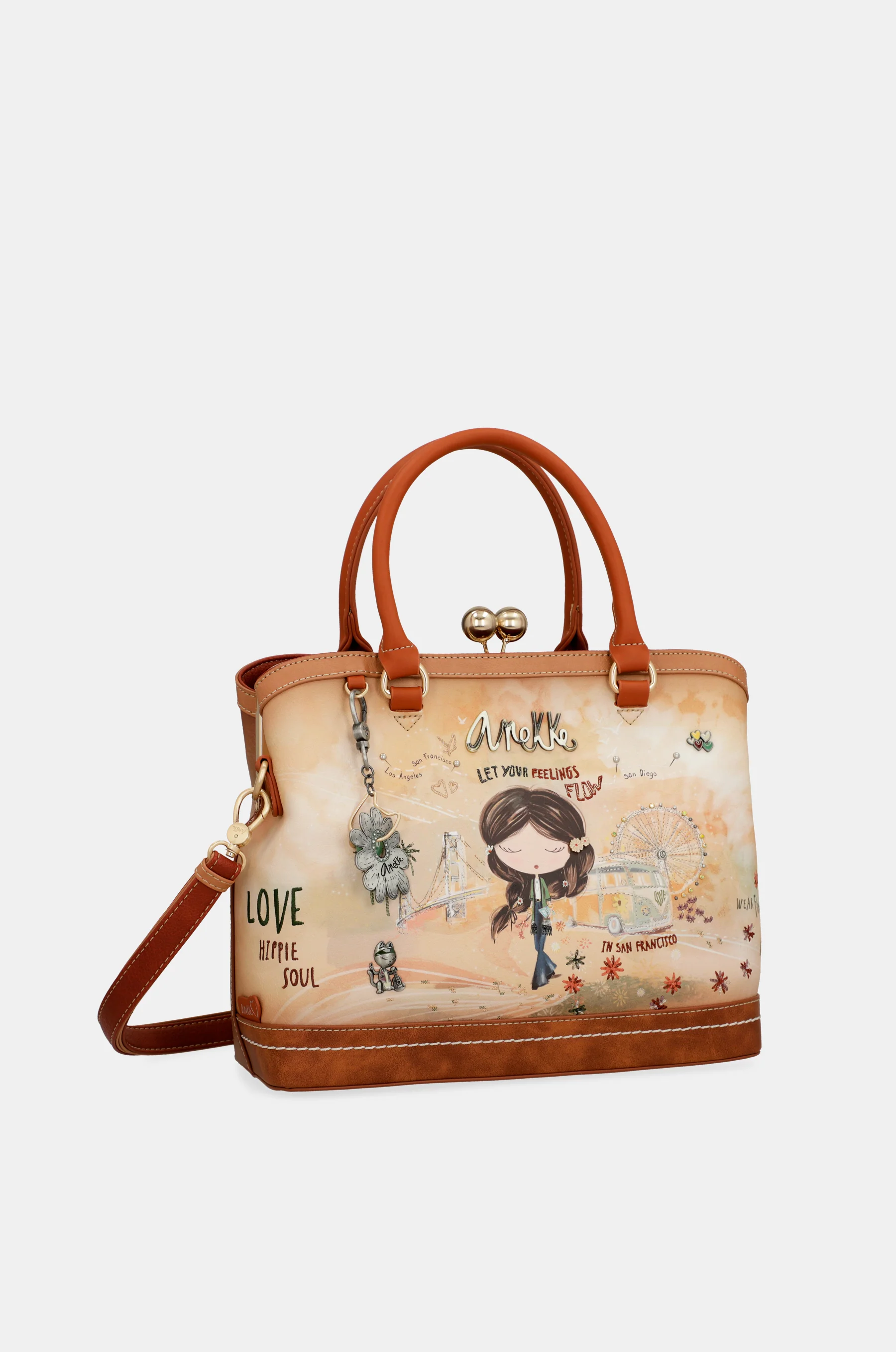 Sac à fermeture porte-monnaie camel Peace & Love - Image 7