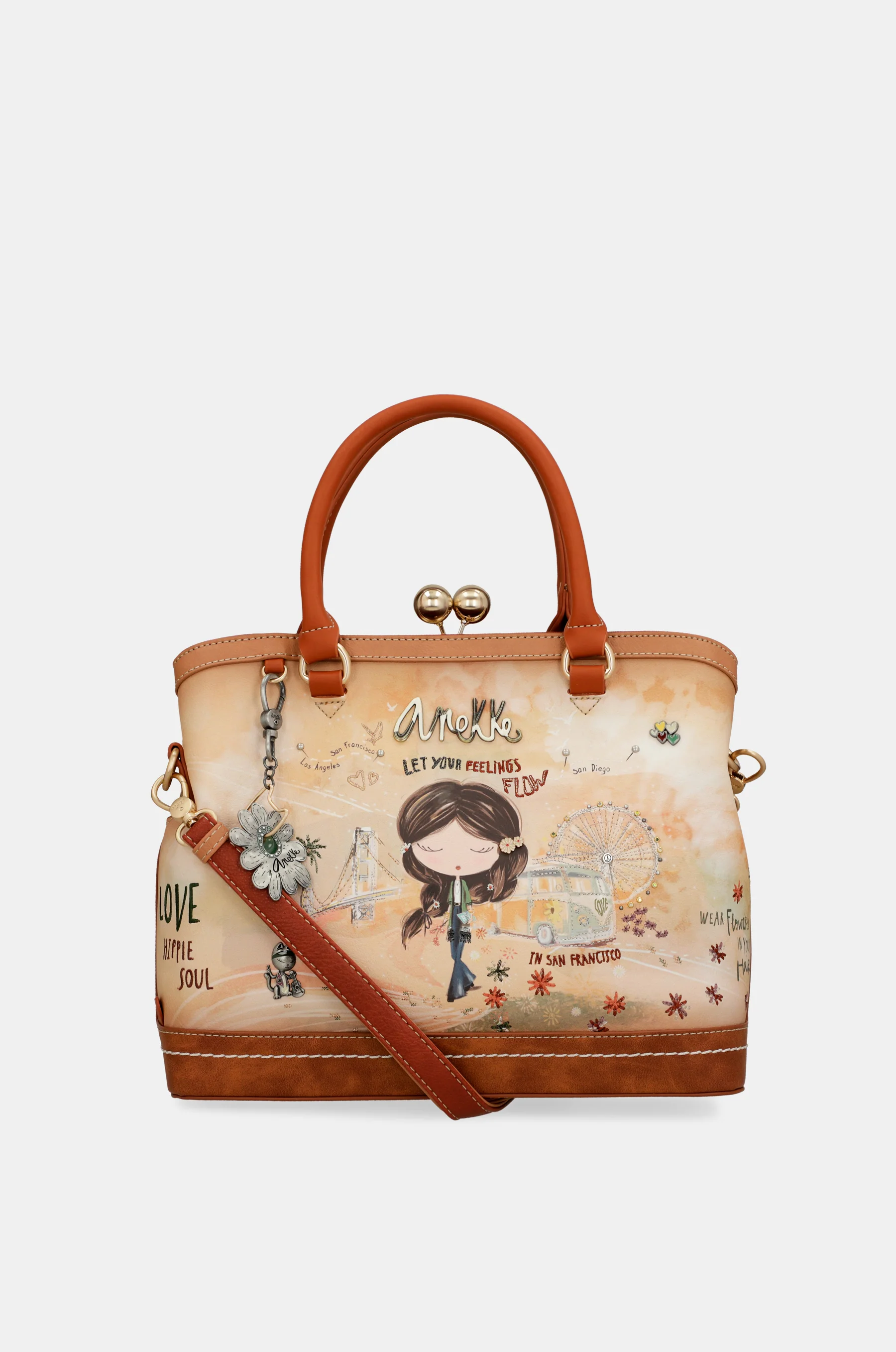Sac à fermeture porte-monnaie camel Peace & Love - Image 8