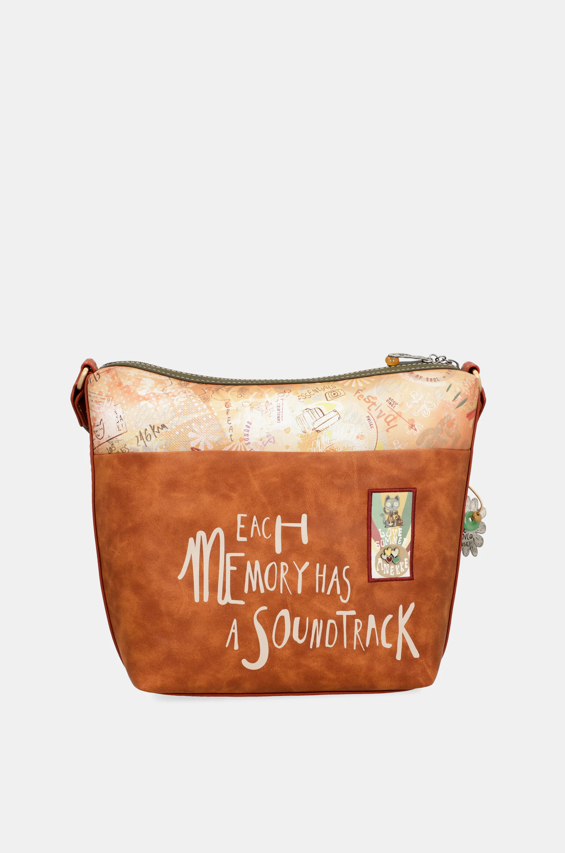 Sac bandoulière grand format camel Peace & Love - Image 3