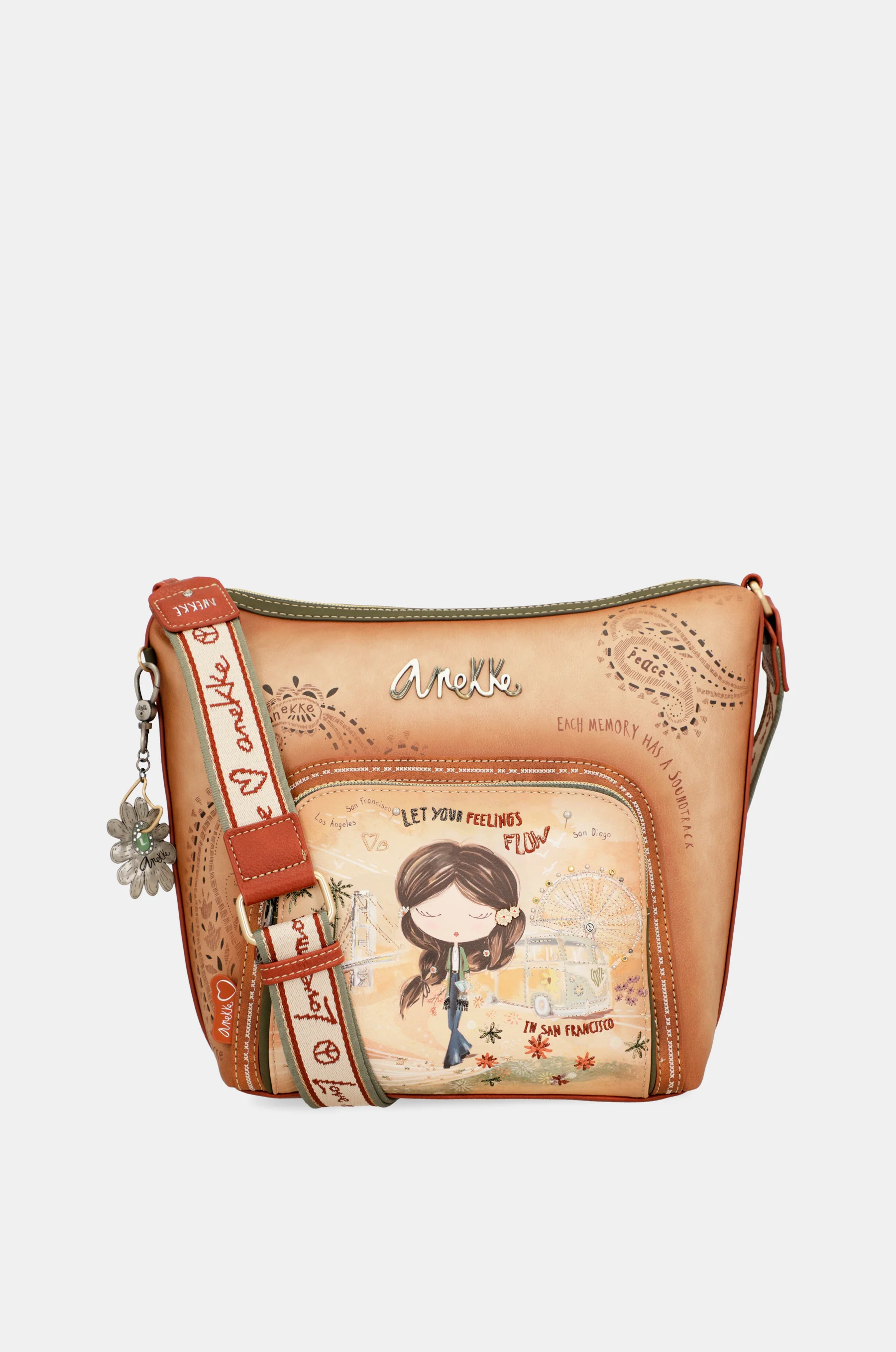 Sac bandoulière grand format camel Peace & Love - Image 8
