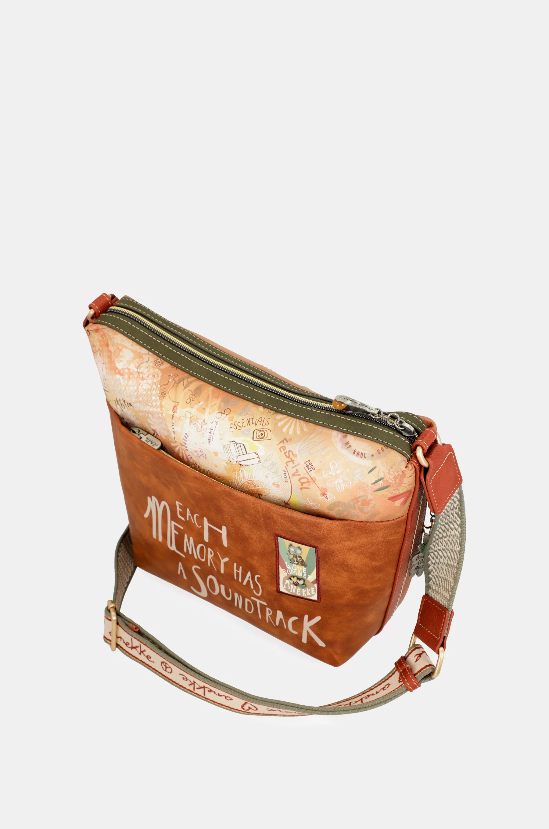 Sac bandoulière grand format camel Peace & Love - Image 9