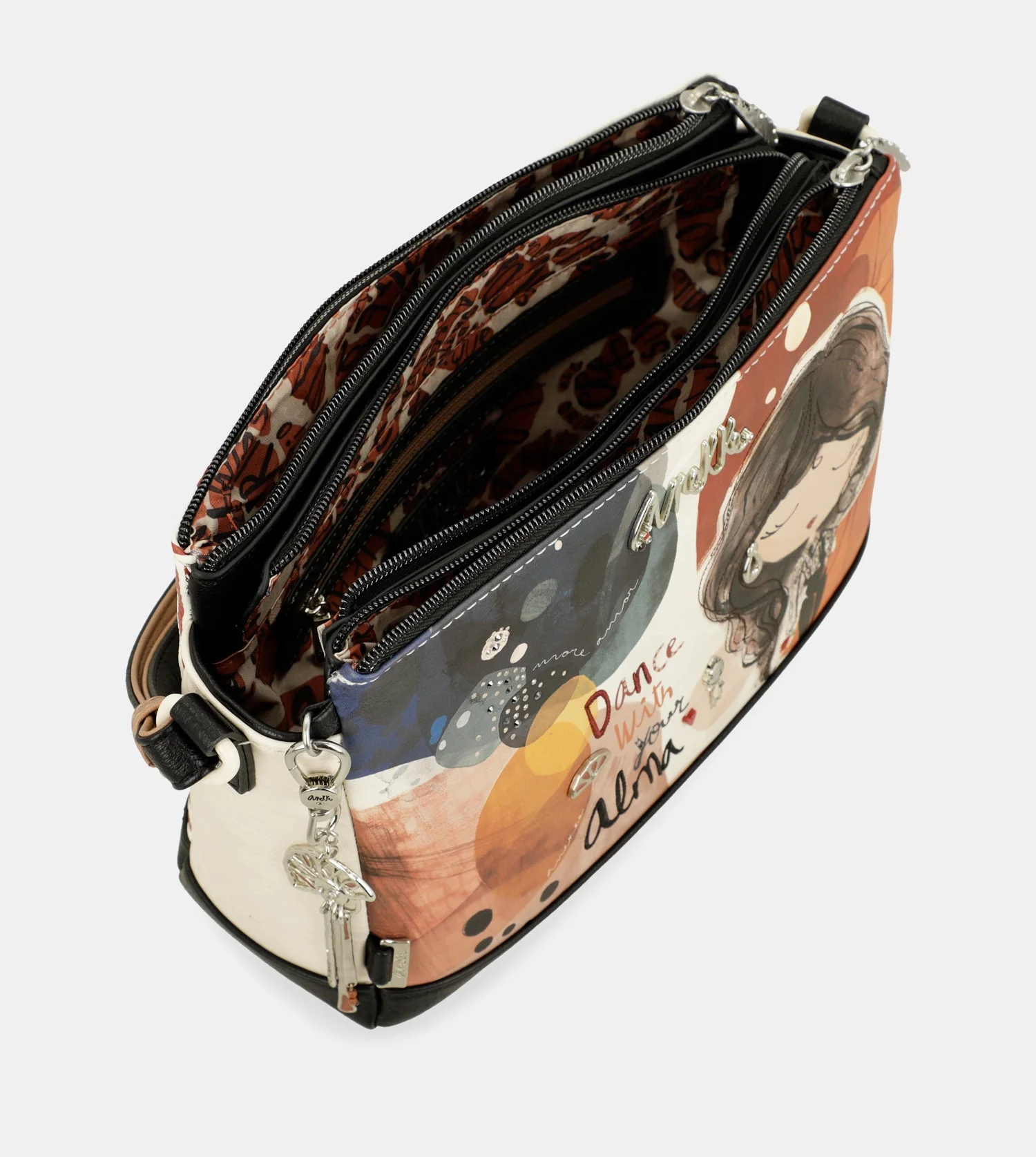 Sac bandoulière imprimé 3 compartiments Alma - Image 6