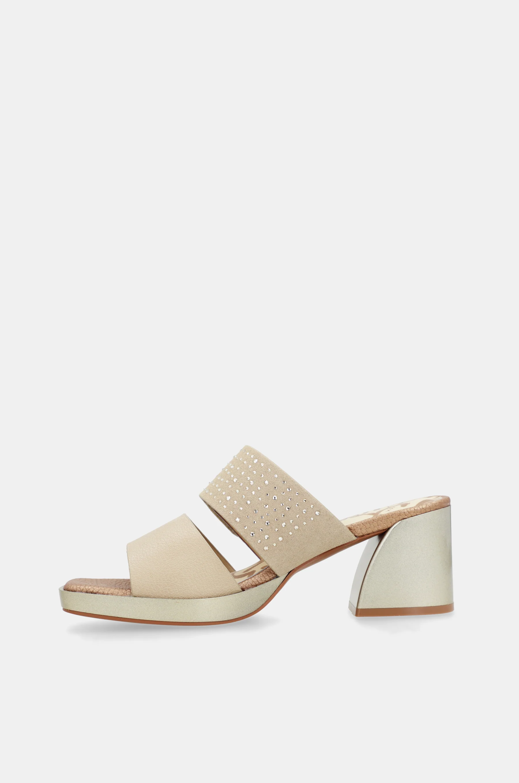 Sandales à talon beige avec strass - Image 4