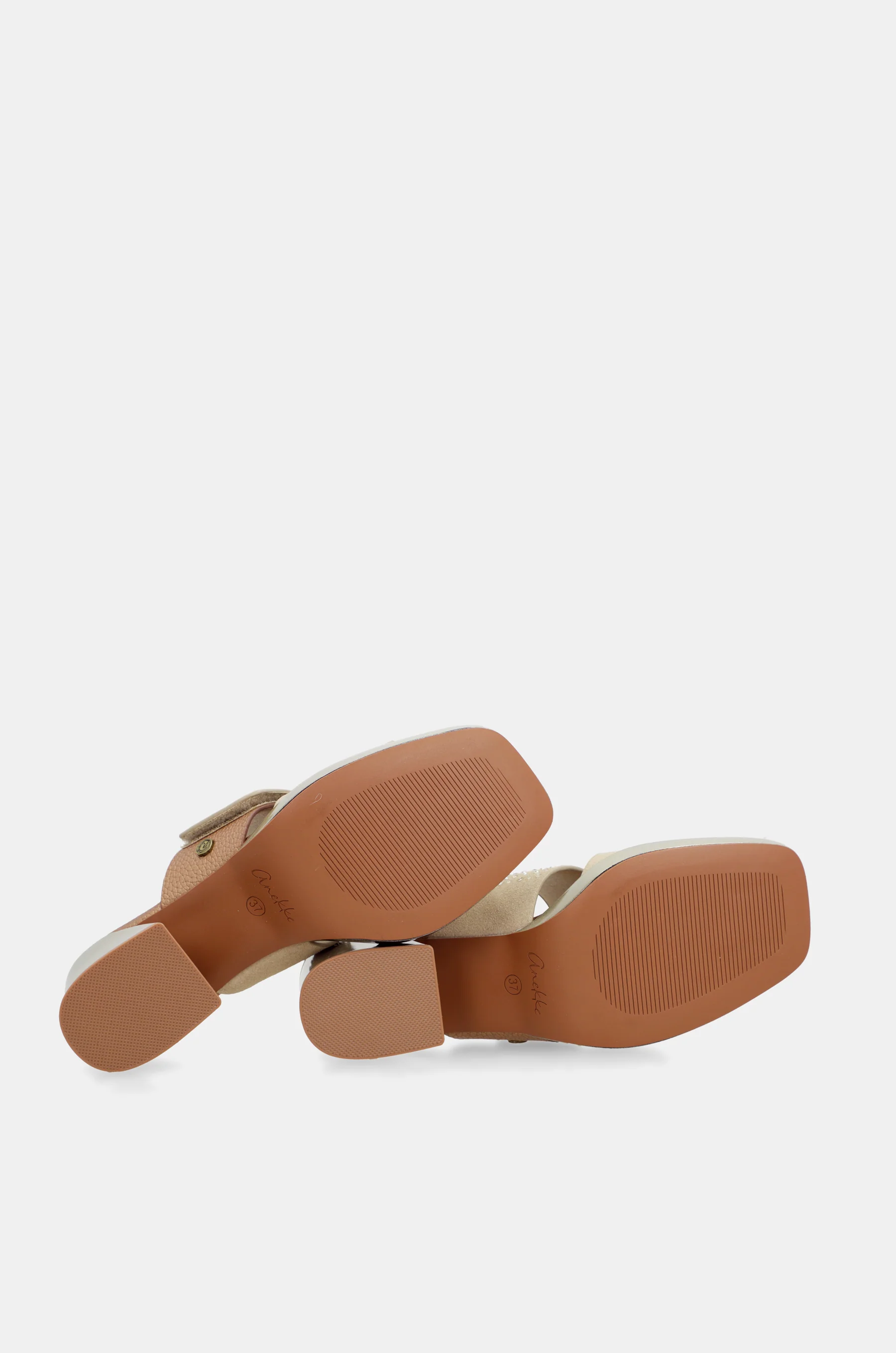 Sandales à talon beige avec strass - Image 6