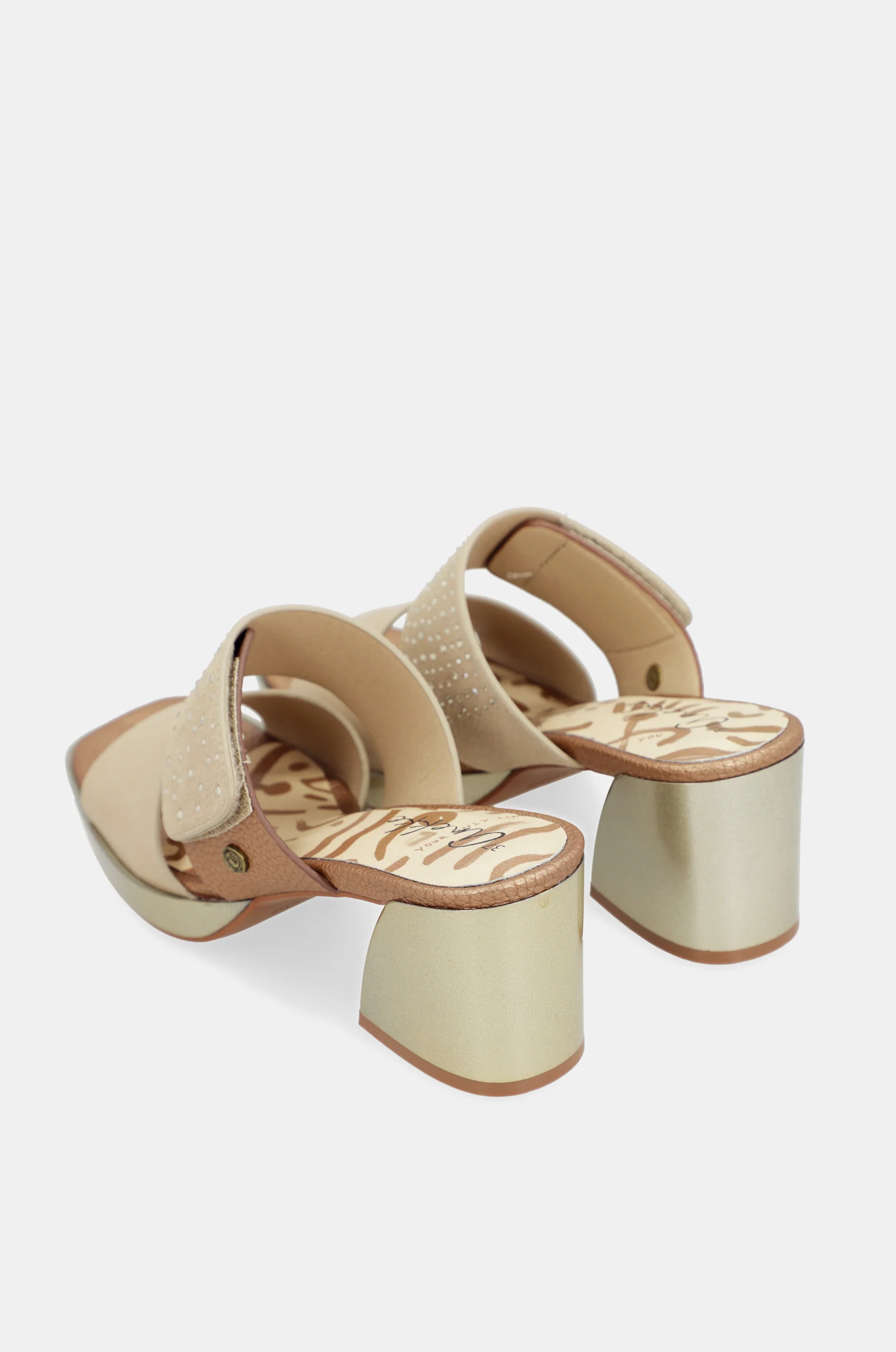 Sandales à talon beige avec strass - Image 7