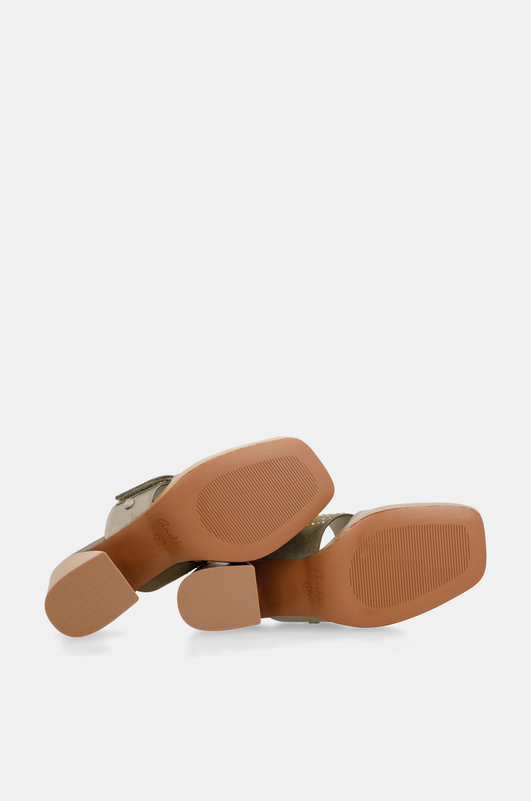 Sandales à talon vertes et dorées avec strass - Image 6