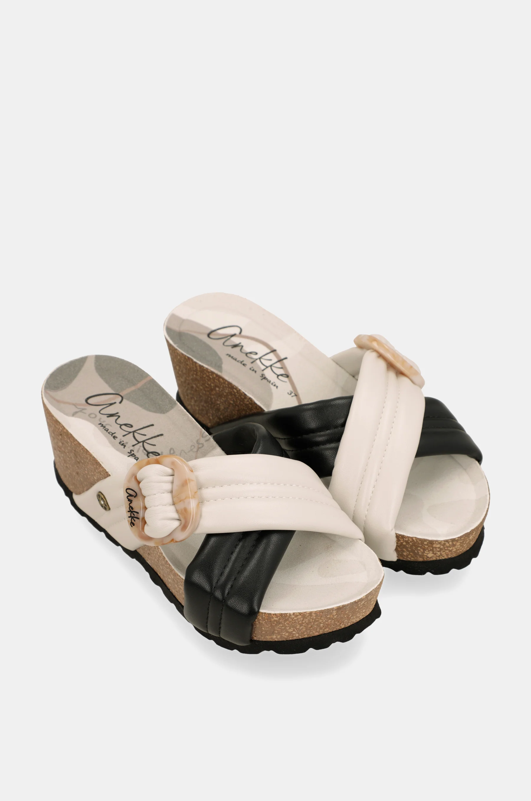 Sandales croisées noires et blanches - Image 2