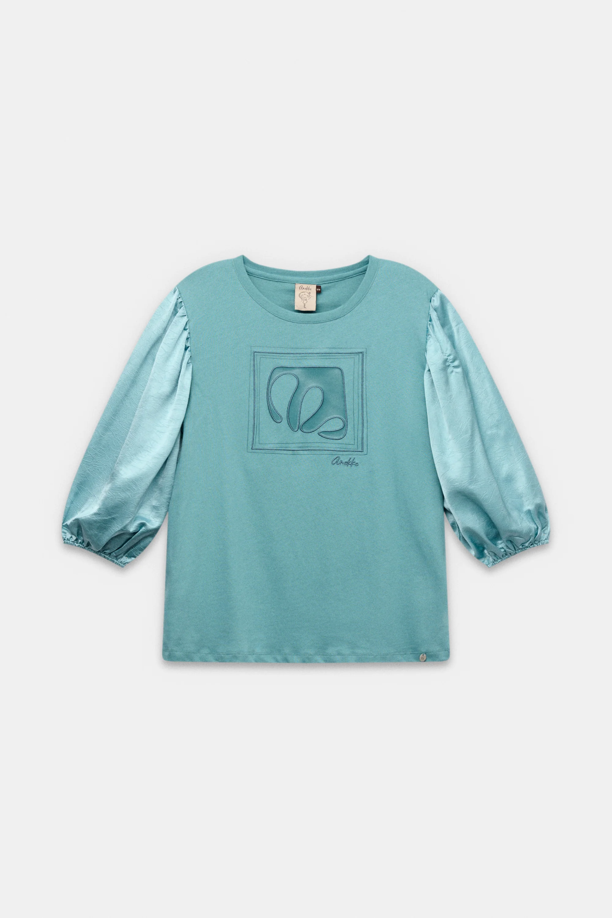 T-shirt à manches bouffantes bleu