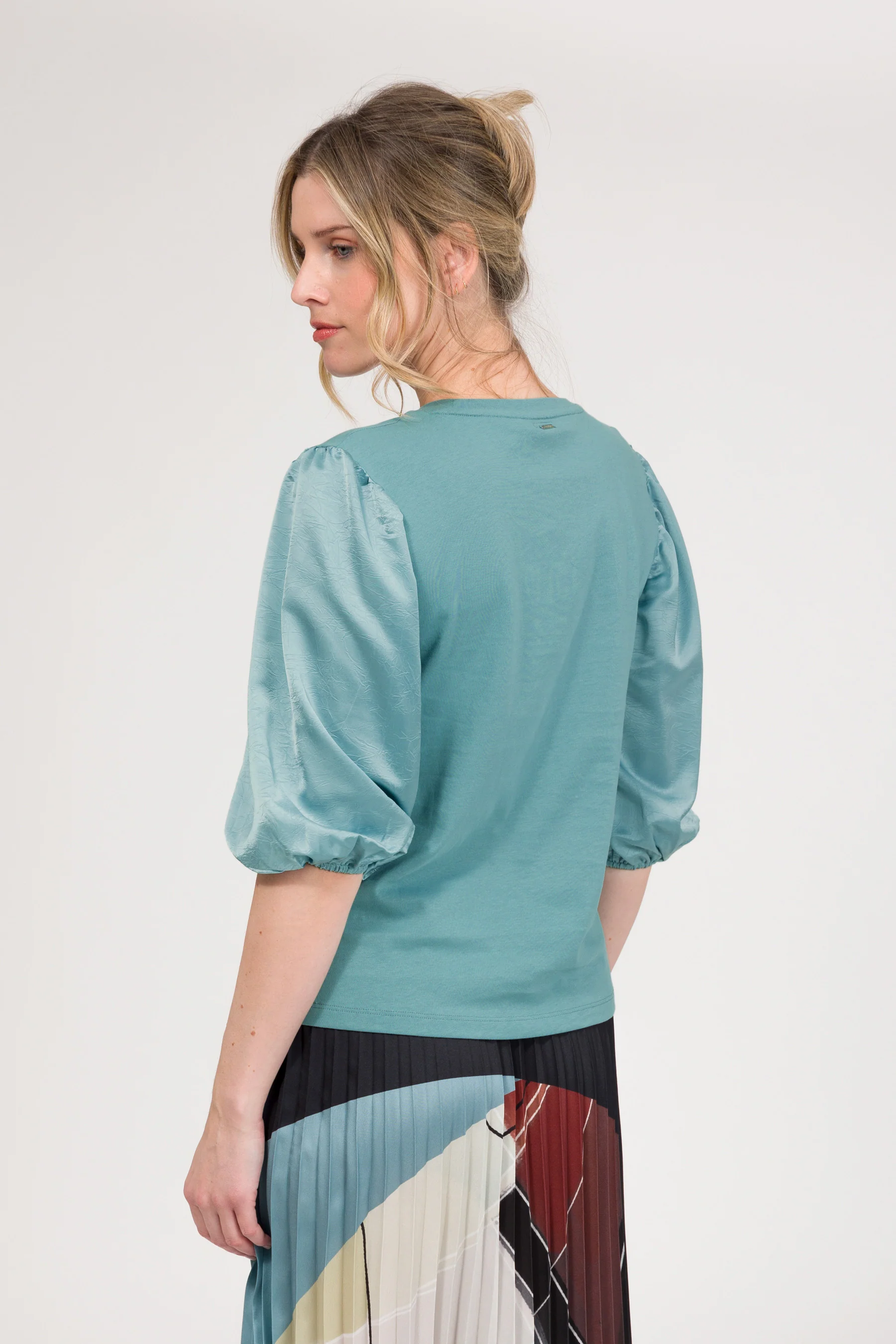 T-shirt à manches bouffantes bleu - Image 4