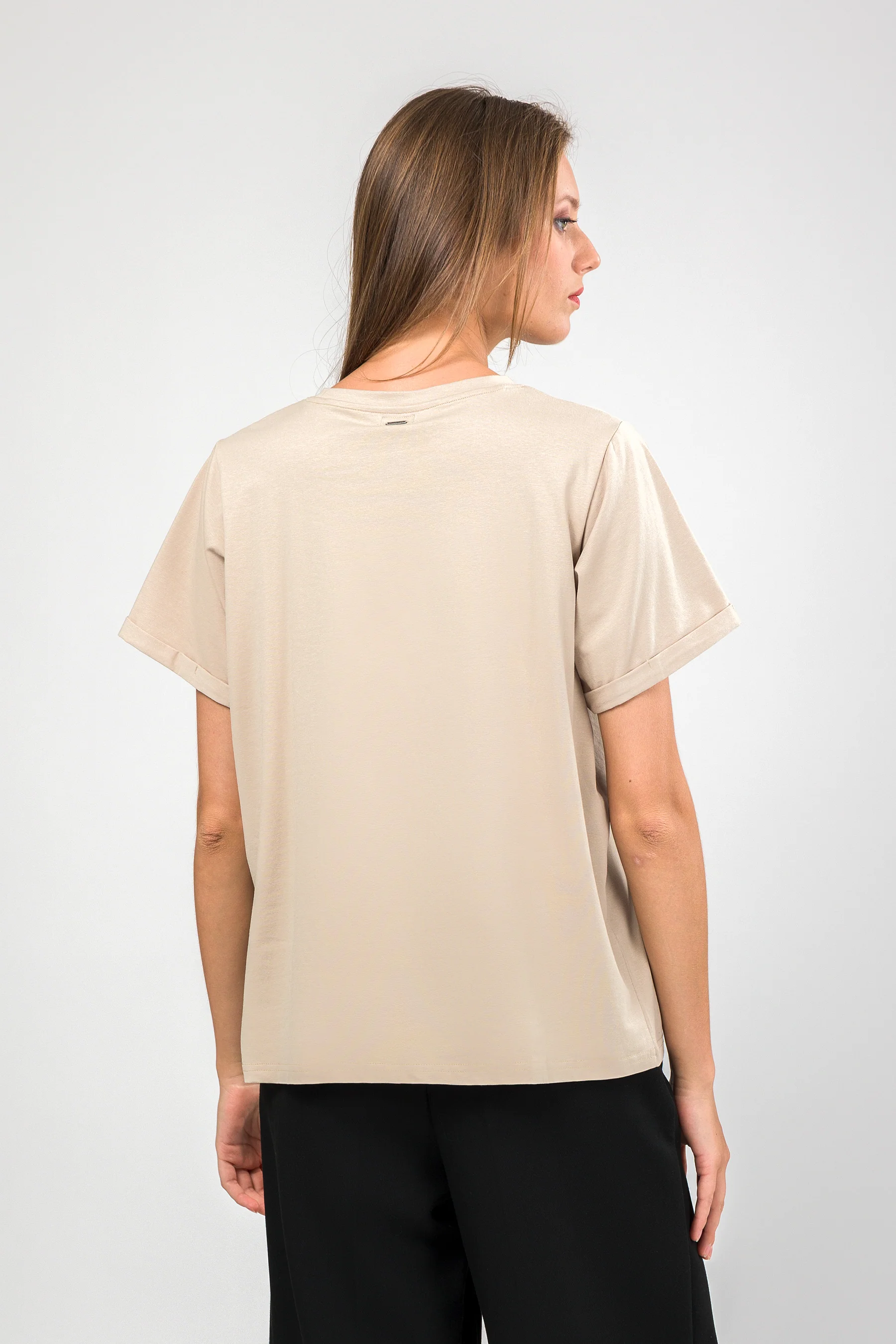 T-shirt à manches courtes beige logo - Image 3