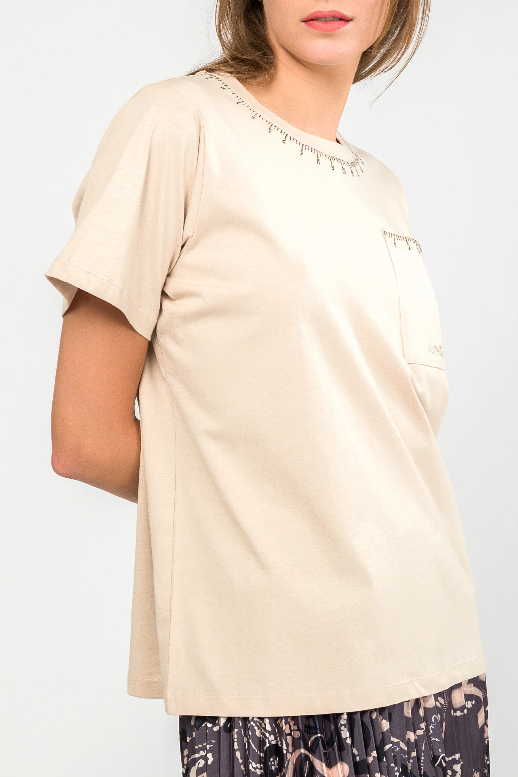 T-shirt à manches courtes beige Studio