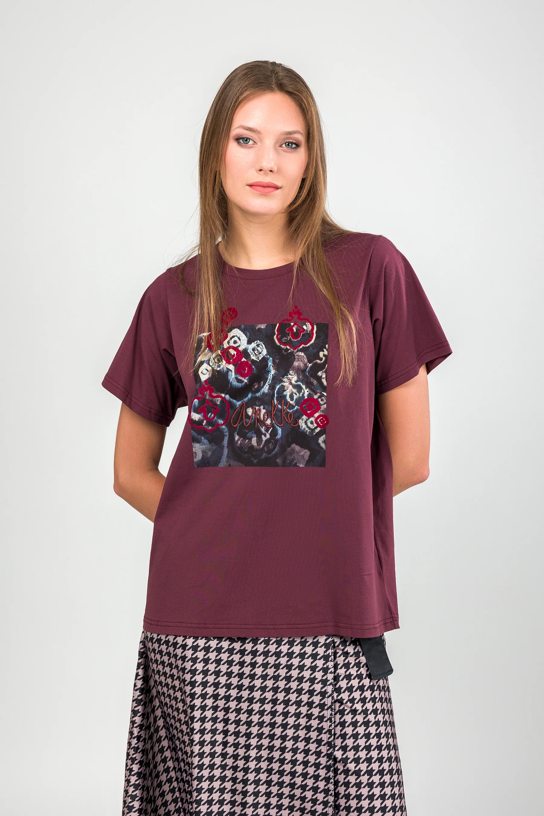 T-shirt à manches courtes bordeaux Manifesto