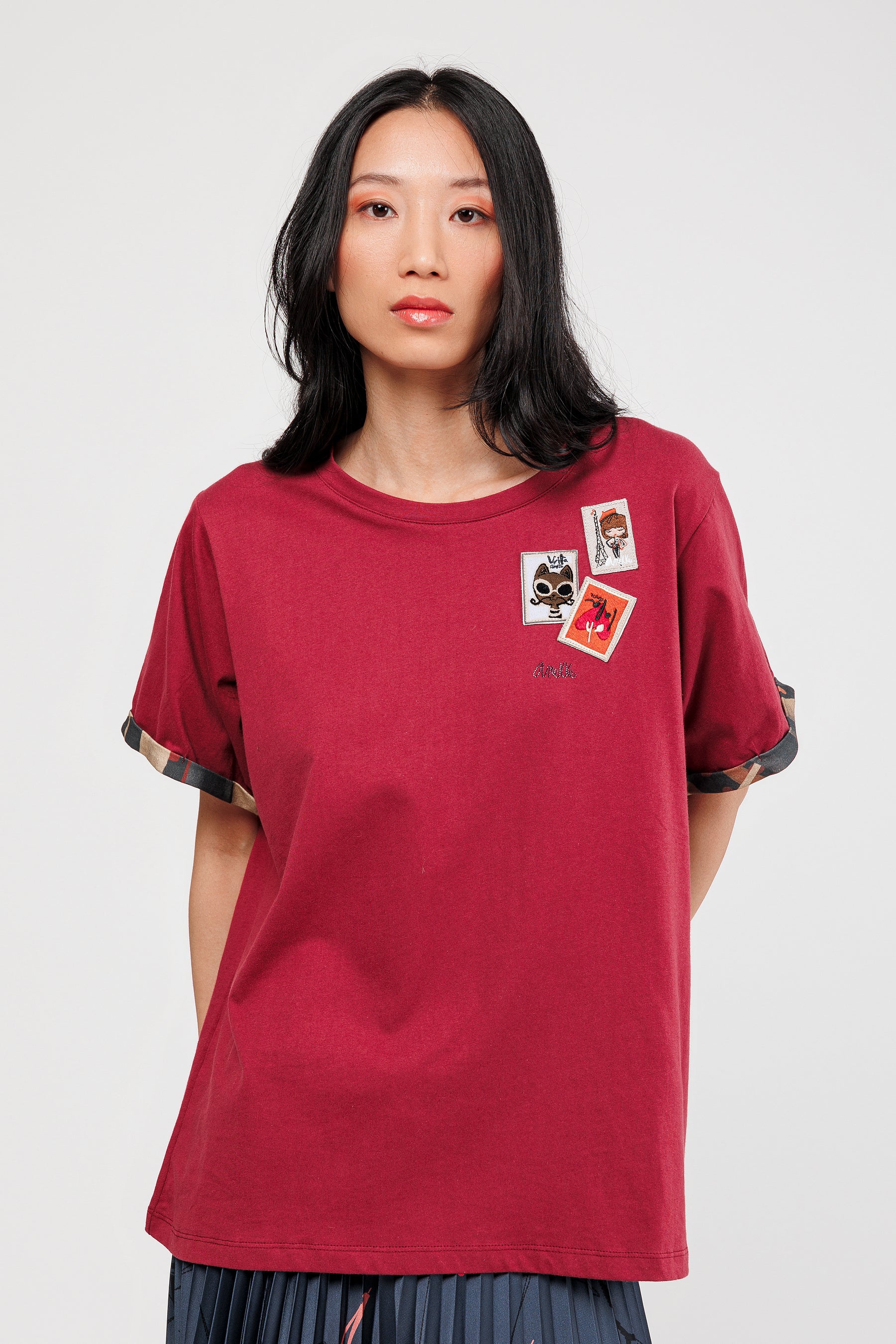 T-shirt à manches courtes grenat