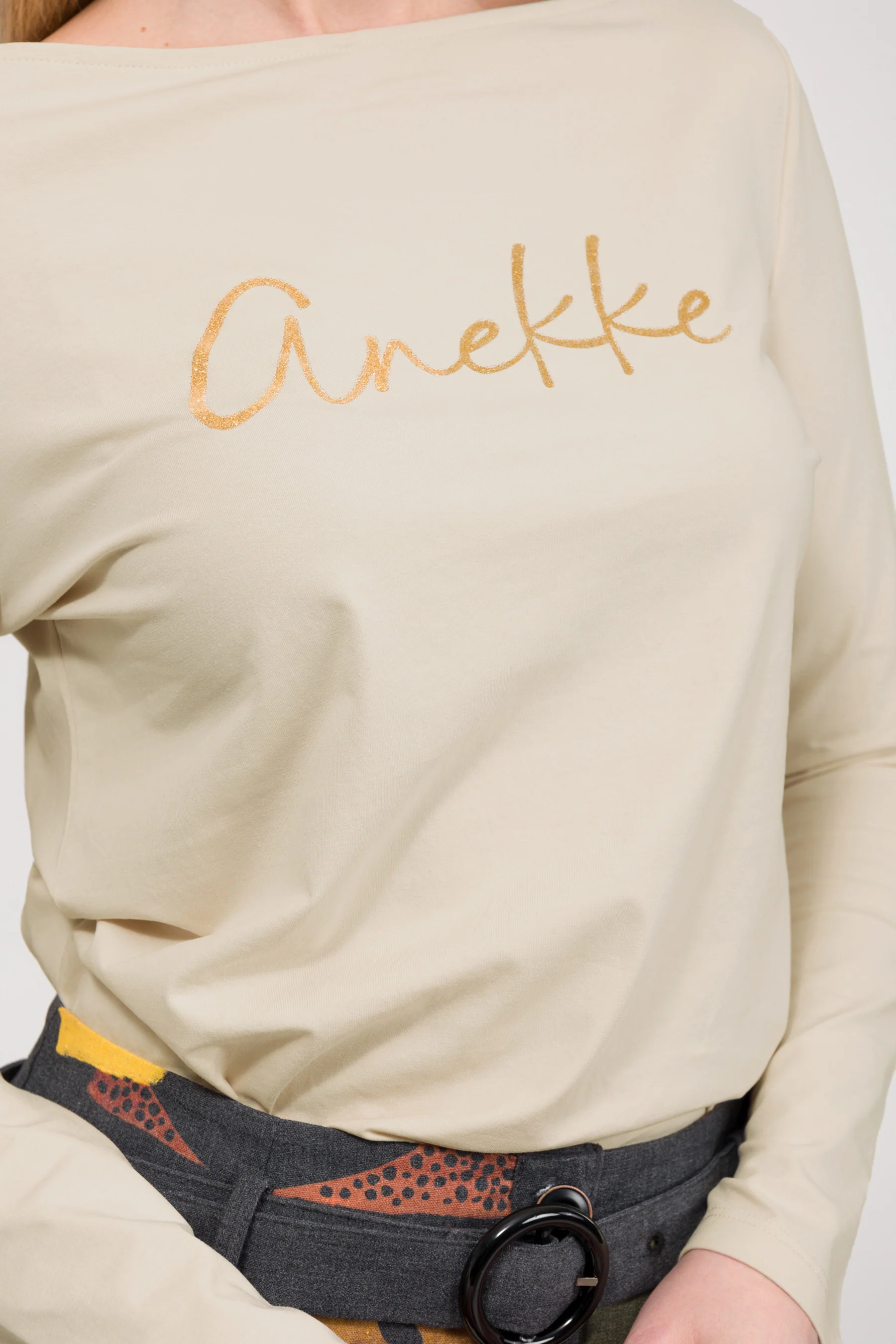 T-shirt à manches longues beige avec logo - Image 5