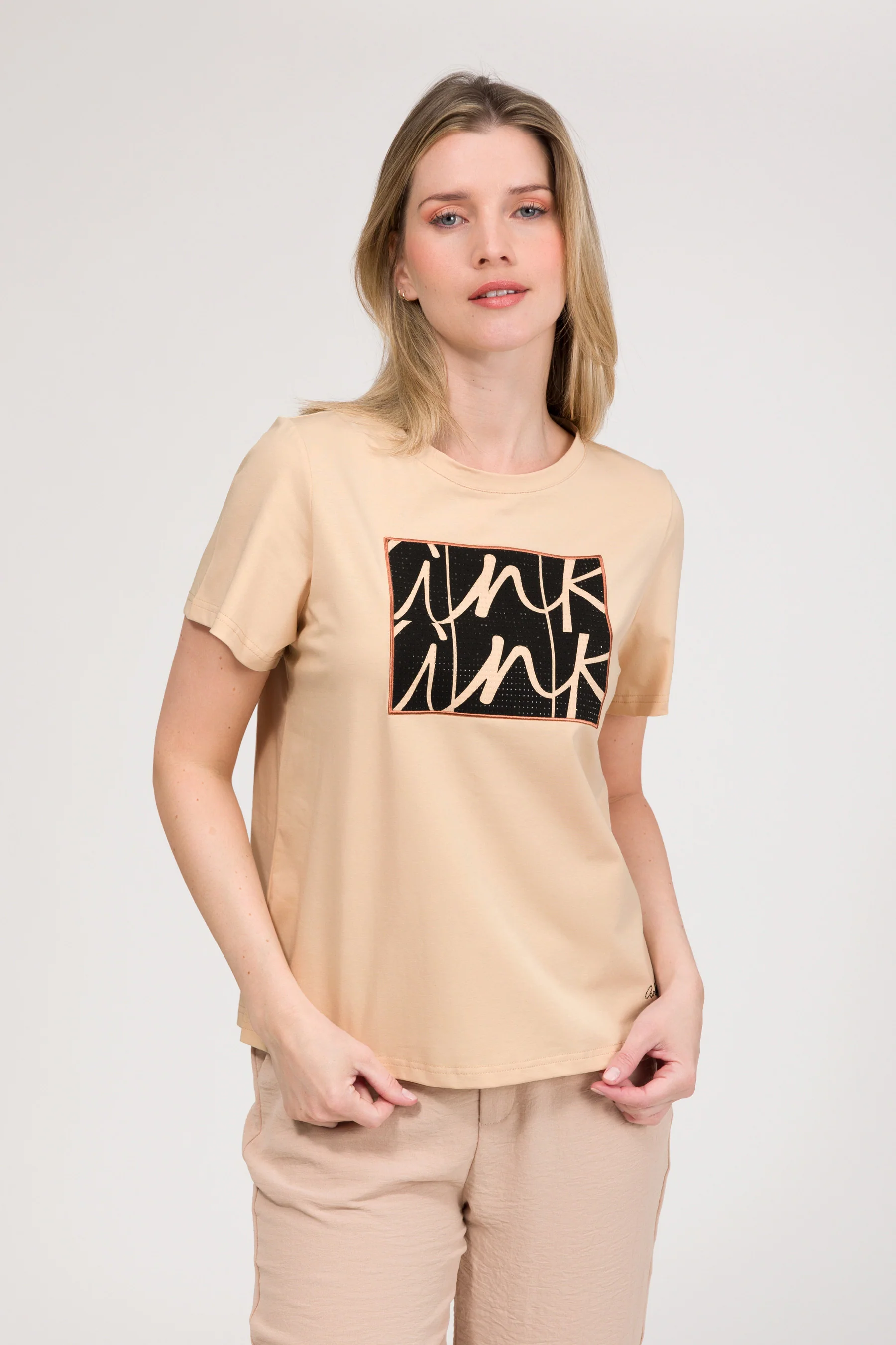 T-shirt beige à manches courtes - Image 2