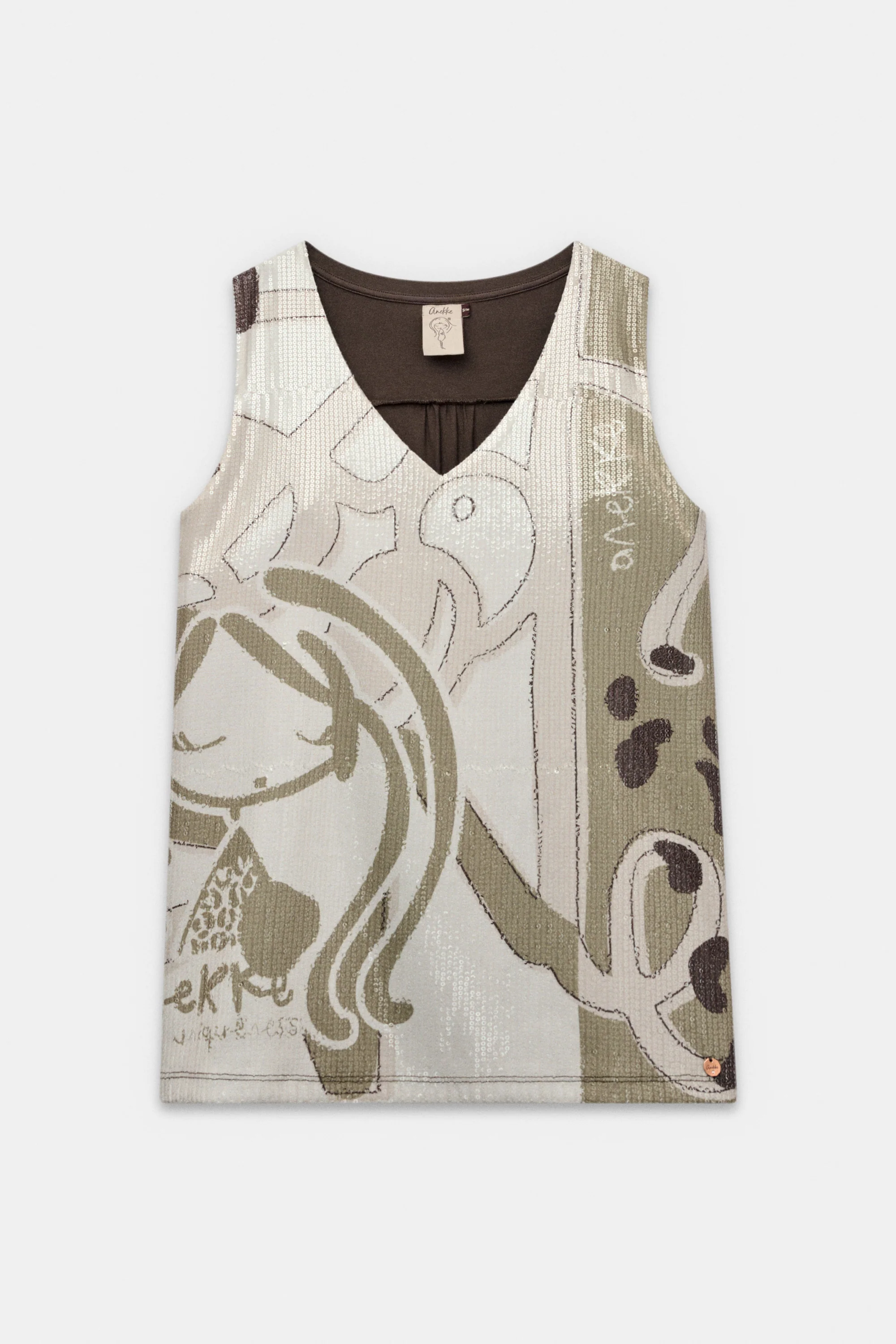 T-shirt beige à paillettes