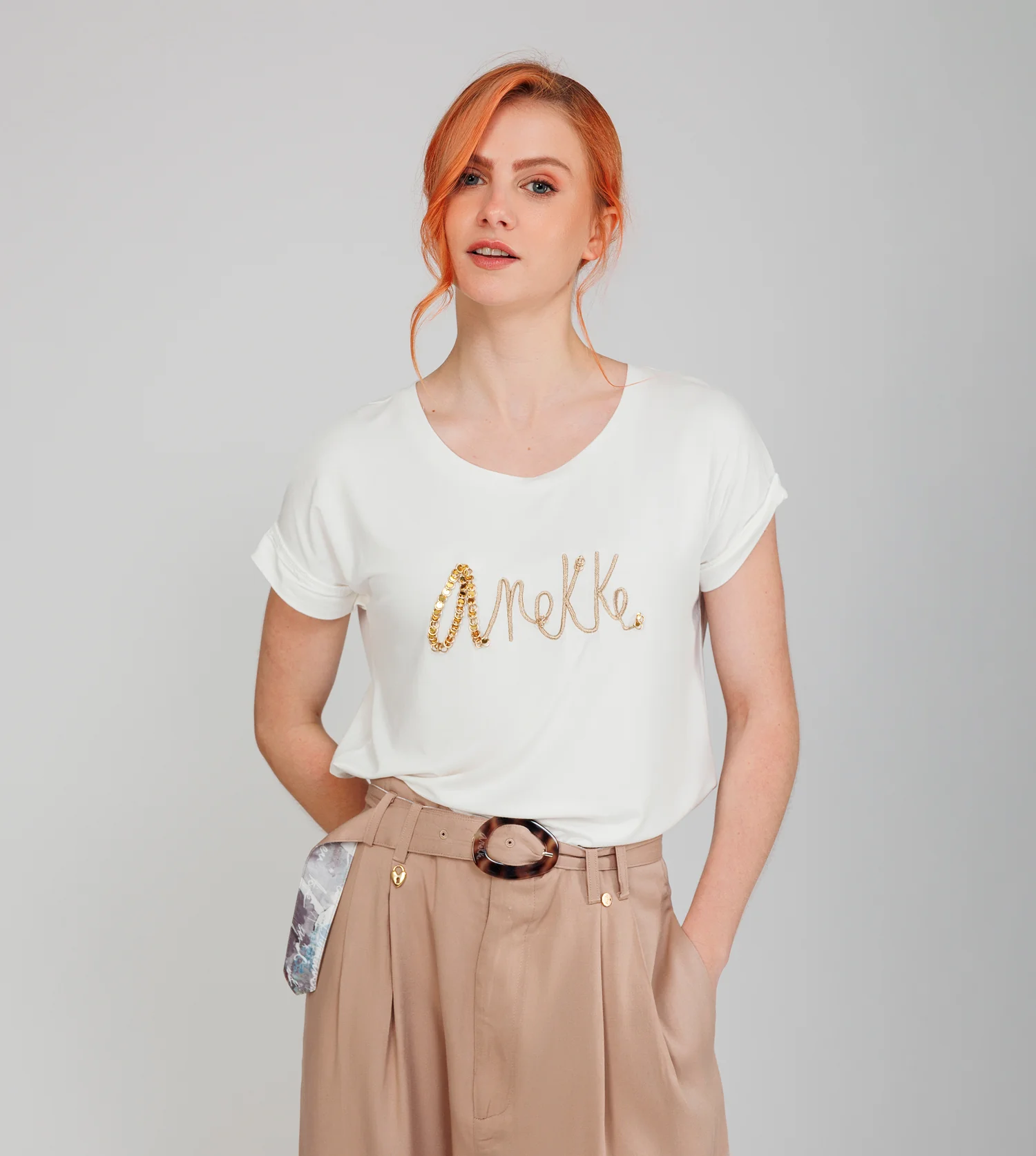 T-shirt blanc à manches courtes avec logo - Image 6