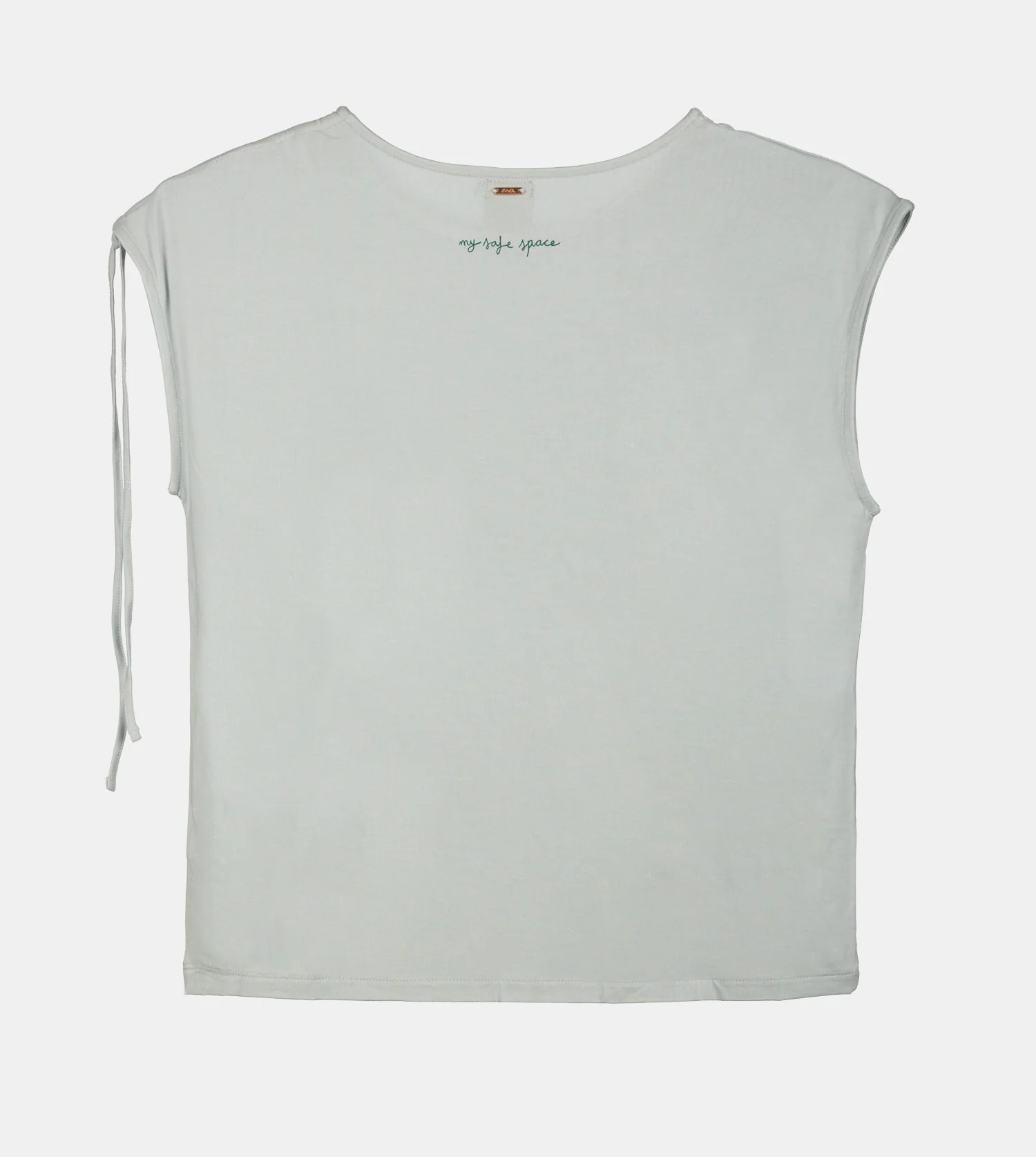 T-shirt bleu froncé sur une épaule - Image 3