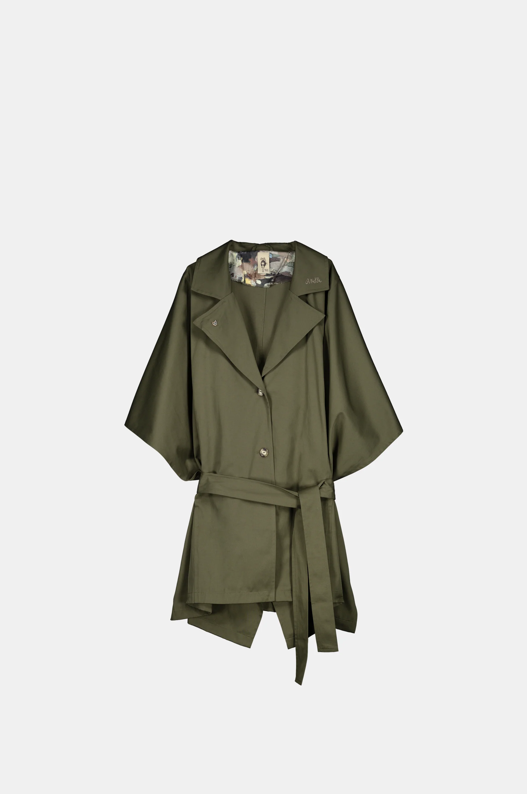 Trench-coat vert style cape