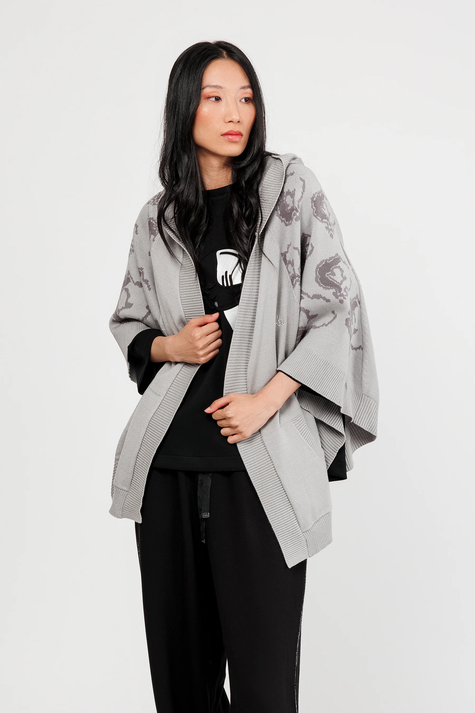 Veste style poncho gris - Image 2