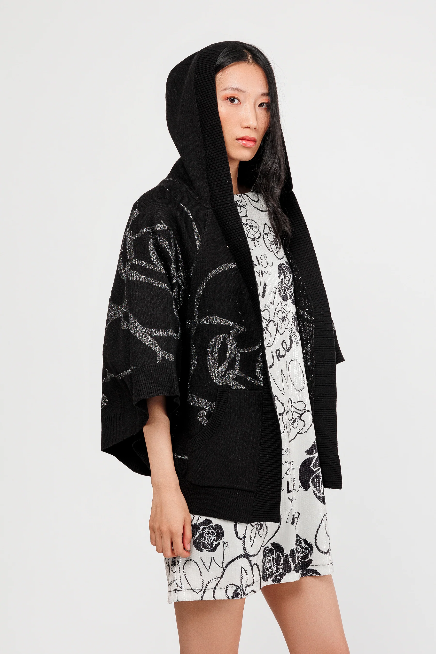 Veste style poncho noir - Image 2
